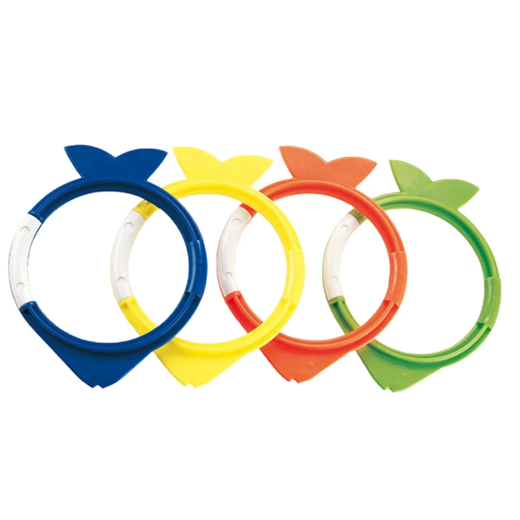 4 PCS Swimming Diving Toys Pool Fun Rings for Kids Pool Diving Game Toys Set in Total  Diving Ring Fish Shaped Water Sport Swim