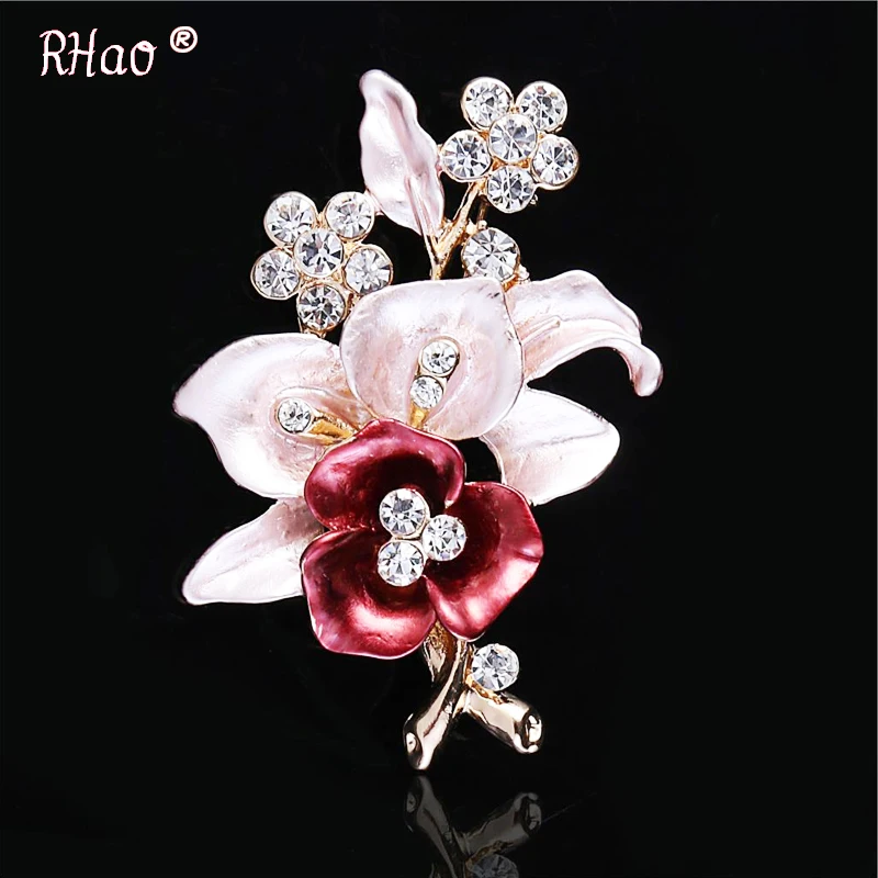 

Elegant women Drip Crystal Flower brooches pins romantic brooches for women wedding party hijab pins bridal pins
