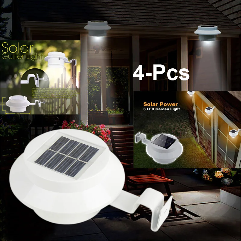 4Pcs LED Solar Power Light Control Wall Fence Garden Security Lamp Outdoor Waterproof Warm and Cool White Bulb | Освещение