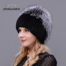 Русская меховая женская зимняя модная шапка из натурального меха норки, кролика, натуральной лисы, Вязаная Шерстяная Лыжная шапка, теплая шапка для путешествий с защитой ушей