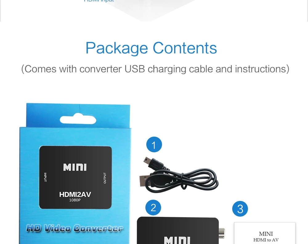 Мини-композит 1080 P HDMI к RCA Аудио Видео AV адаптер CVBS конвертер для HDTV dvd-проектор HD PC