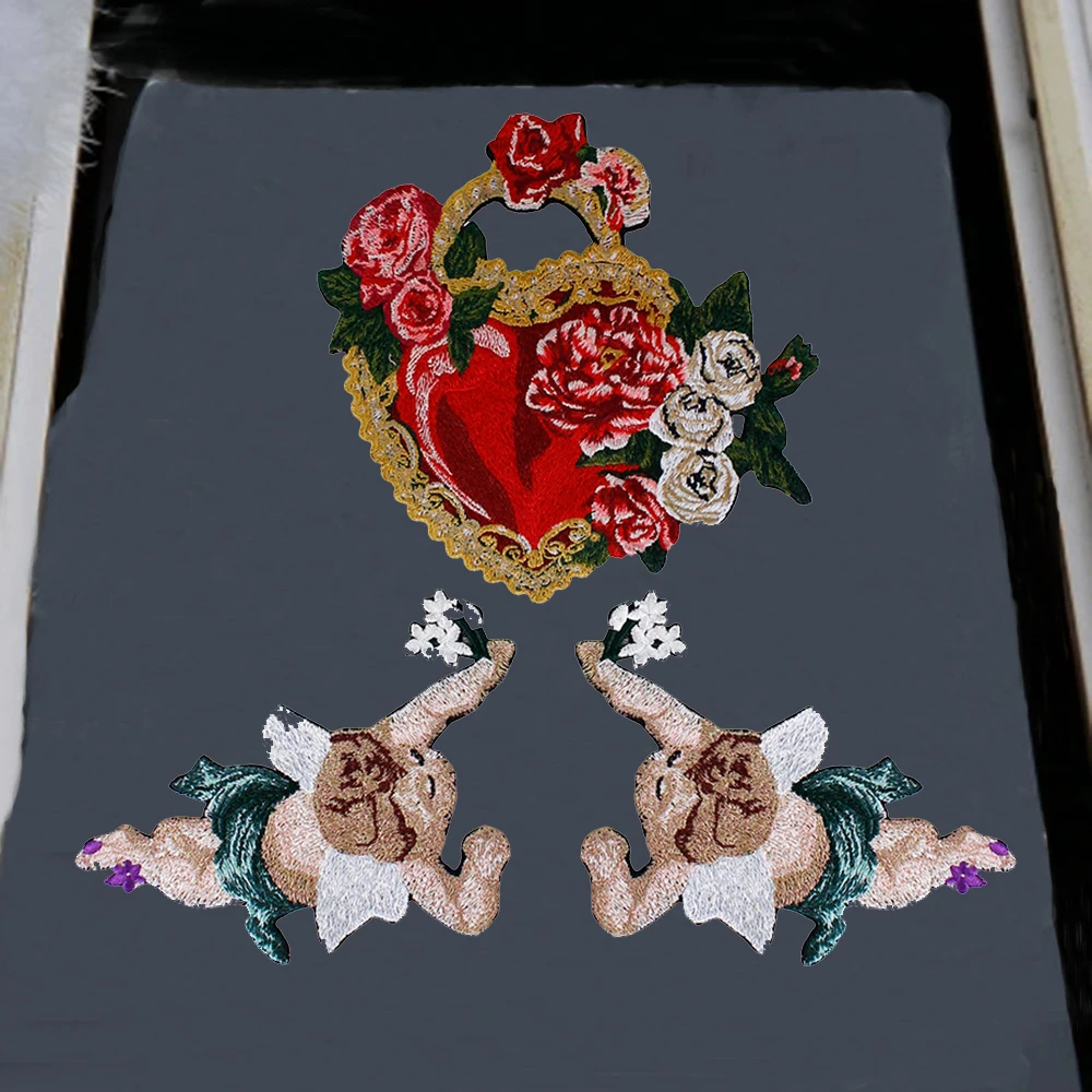 

1set Embroidery Wings Angel Love Heart Rose Flower Applique Patch Sew on Clothing Patch T-Shirt DIY Apparel Accessories P91