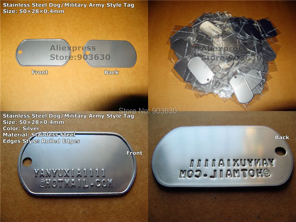 Нам Dog Tag с фамилию, имя СНИЛС крови Религия 100 компл./лот