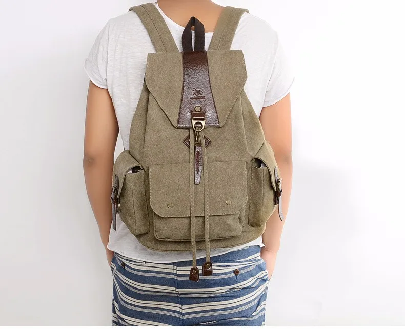 Модный повседневный холщовый мужской рюкзак высокого качества Mochila школьная сумка с кулиской рюкзак унисекс