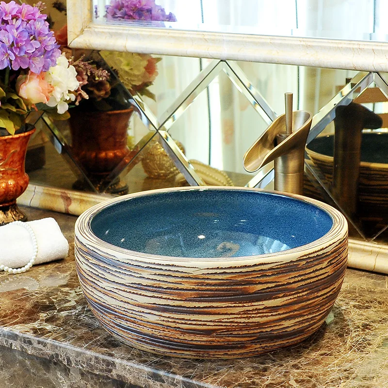 China Artistic Porcelain Handmade Porcelain Lavabo Bathroom Vessel Sinks ceramic wash basin shampoo bowl (2)