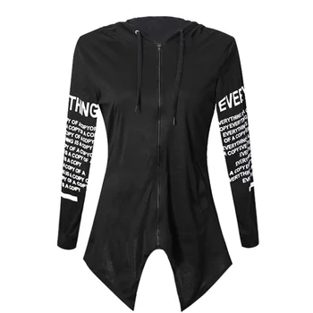 

Autumn Outfit Graffiti Letters Printing Fleece Big Yards Zipper Hooded Jacket Casual Chiffon&Cotton Full Sleeve Hoodies