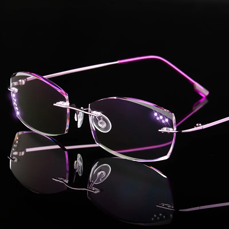 Buy Luxury Women Diamond Cutting Rimless Reading