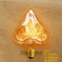 H115 сердцевидные vintage edison bulb Вольфрам 220-240 V 40 W E27 ретро-лампы Эдисона