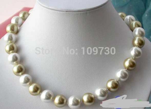 

Jewelr 003403 17" 14MM GOLD WHITE SOUTH SEA SHELL PEARL NECKLACE