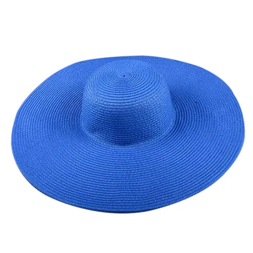 Blue Пляжные шляпы с большими полями, летняя соломенная складная шляпа, шляпа от солнца, летние шляпы от солнца для женщин, соломенная шляпа от солнца с большими полями, складная пляжная шляпа Gi - Color: Blue