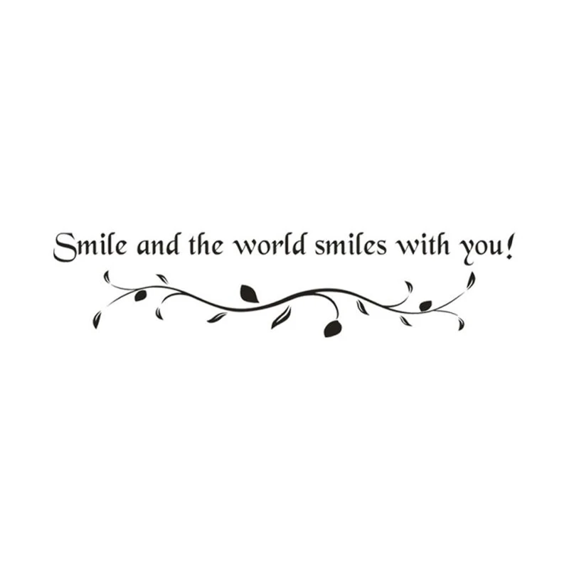 2018 New Creative Smile And The World Smiles With You Removable Art Vinyl Mural Home Room Decor Wall Stickers C0331 #30         04