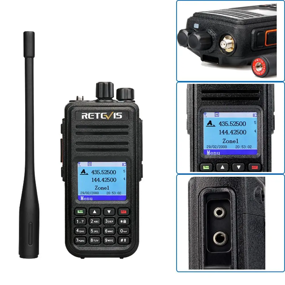 Retevis RT3S Dual Band DMR Radio Digital Walkie Talkie GPS DCDM TDMA Ham Radio Station Hf 4