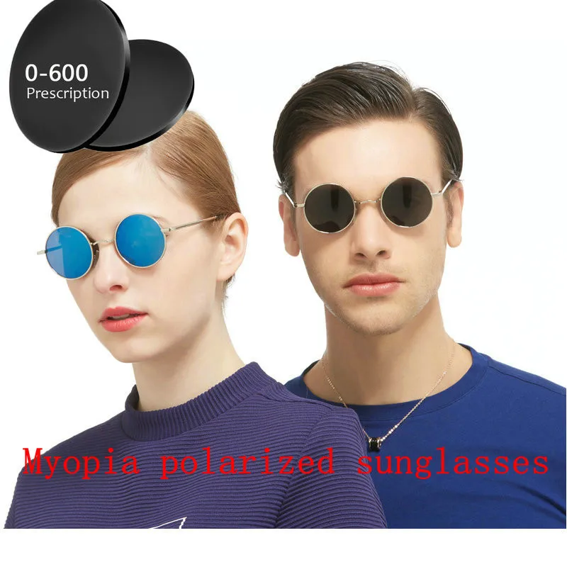 

Square Custom Made Myopia Minus Prescription Polarized Lens wood Polarized Sunglasses black Small round Coating Goggle FML