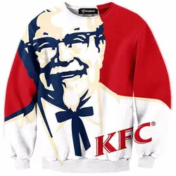 Новый 2018 Для мужчин s 3D Толстовка Для мужчин и Для женщин осень/зима модные Повседневное KFC Толстовки с принтом брендовая одежда 5XL