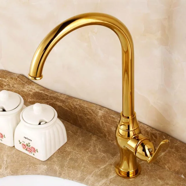 luxury basin water mixer tap brass single lever high arc kitchen sink faucet with swivel spout - Kitchen Sink Titanium luxury basin water mixer tap brass single lever high arc kitchen sink faucet with swivel spout - Kitchen Sink Titanium