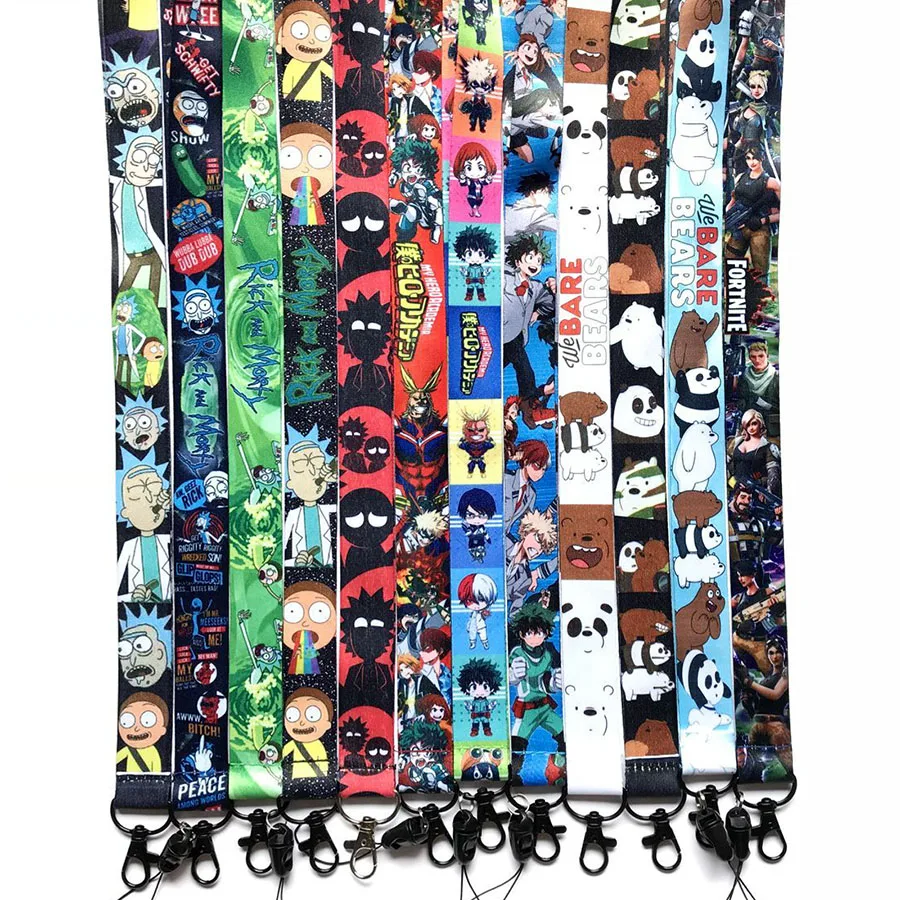 

We Bare Bears Rick and Morty My Hero Academia Neck Strap Lanyard Mobile Phone Strap Key Chain Cosplay Accessories Gift