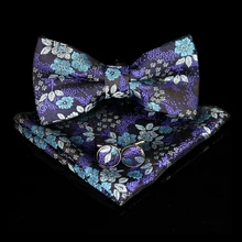 KAMBERFT роскошный цветочный галстук-бабочка для мужчин красный Свадебный галстук-бабочка шелковый Noeud Papillon и карманный квадратный с запонками Наборы для мужчин