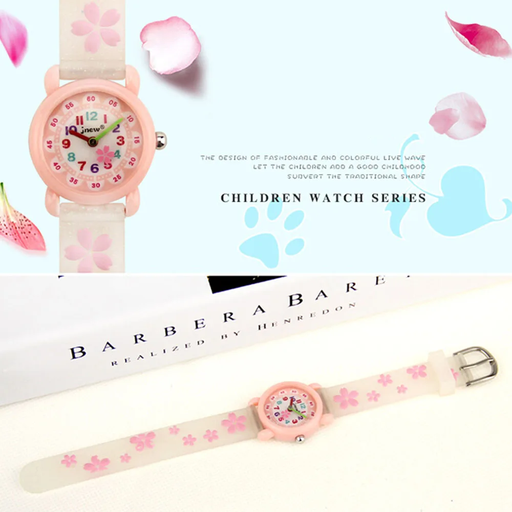 3D цветок блеск ремешок Кварцевые детские часы мультфильм Силиконовые Детские часы для мальчиков и девочек милые часы Relogio Feminino