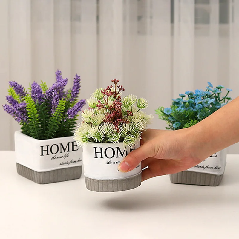 Креативные Искусственные цветы в скандинавском стиле с вазой, мини бонсай, набор в горшках, искусственные цветы, украшение для дома и рабочего стола, искусственное зеленое растение