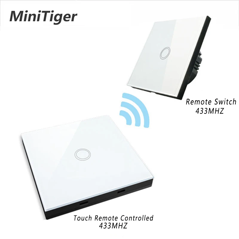 Minitiger стандарт ЕС 1 банда 2 способ 433 Мгц дистанционный сенсорный выключатель и