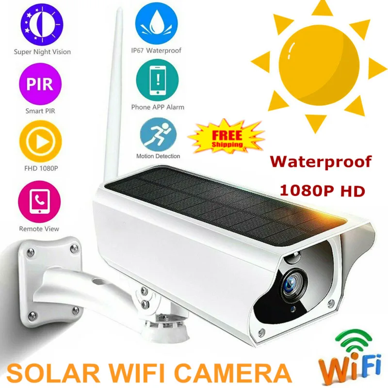 

Outdoor Solar Power Waterproof Wireless WiFi 1080P Security IP Night Camera CCTV
