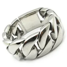 Гарантия 30 мм огромный и тяжелый Мужской Цельный серебряный браслет, полированный мужской Байкерский браслет с цепочкой из нержавеющей стали, ювелирные изделия