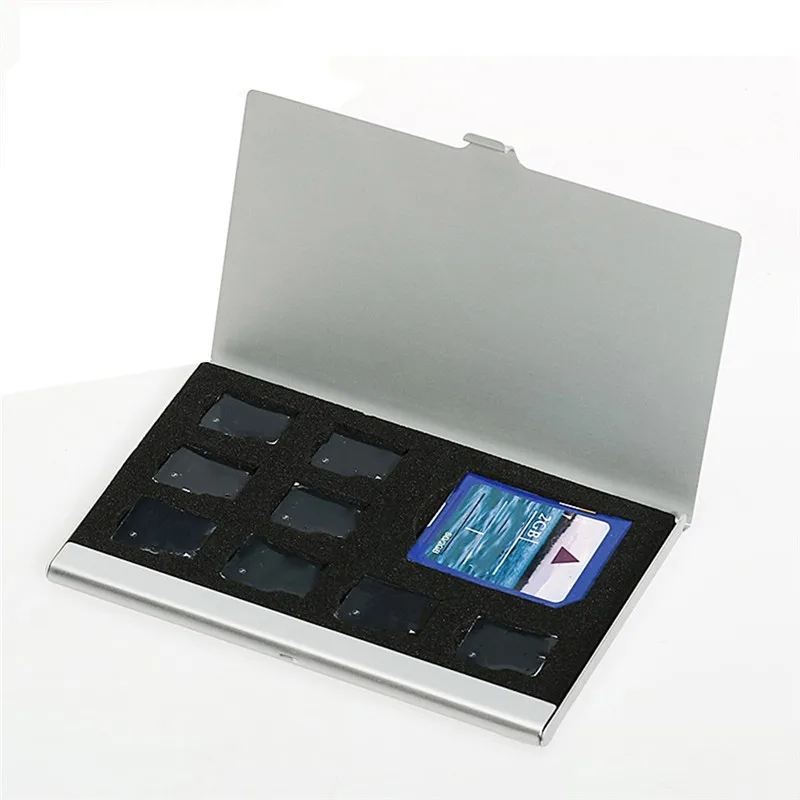 

Newest RondaFul aluminium box Single-layer Storage Box Protector memory card holder For SD TF micro sd Card PVS SDXC