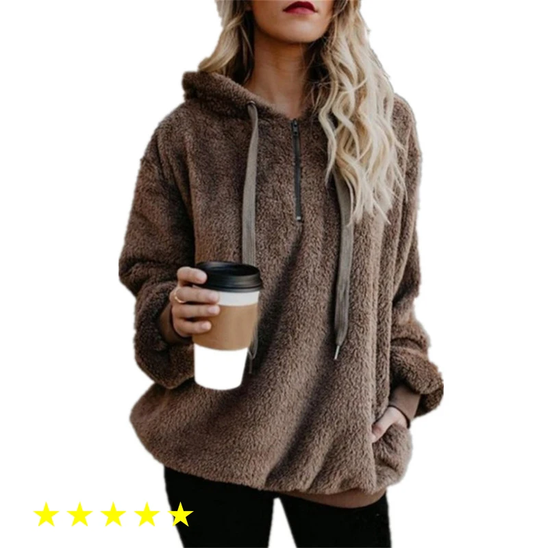 

2018 New Russian Explosion Flannel Hooded Hoodies Women Long Sleeve Plus Velvet Thicken Warm Sweatshirt Women's Tops S To 5XL