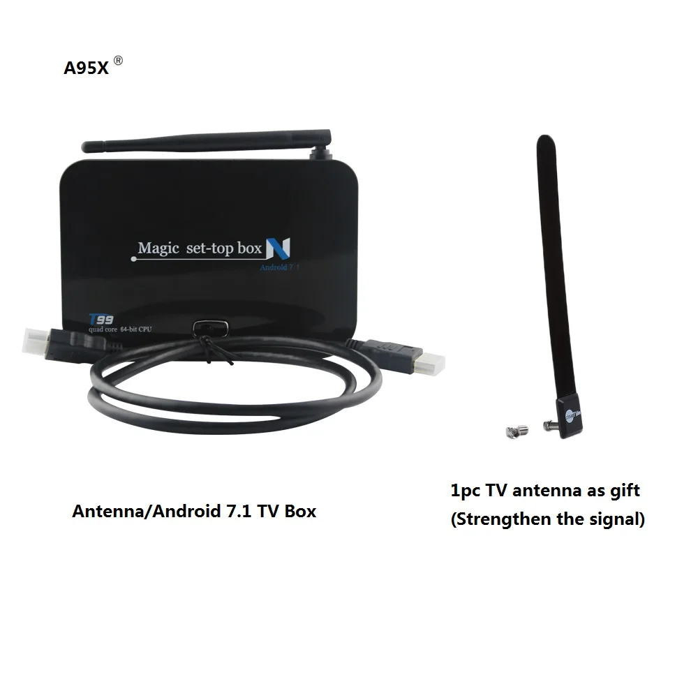 

TV Box Android 7.1 1/8G Smart 4K Quad Core Antenna Movie Set-top WIFI Google Play Media Player Youtube Facebook Smart TV Box