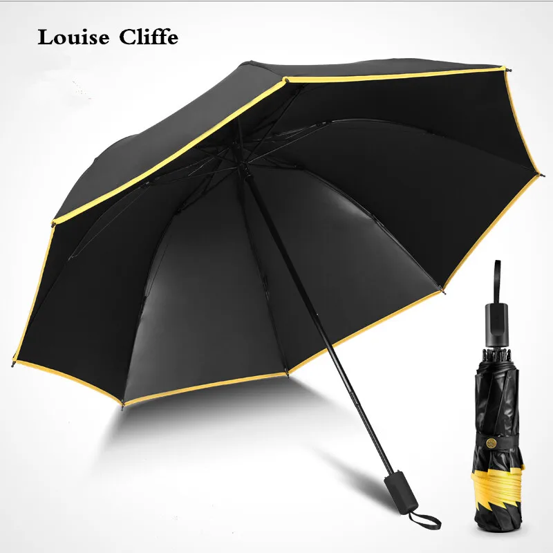 Vinyl umbrella Rain and rain fold Sunscreen Black umbrella Sun umbrella