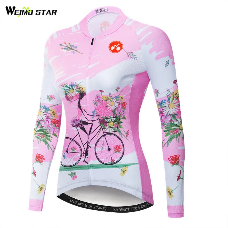 Weimostar розовая велосипедная майка женская с длинным рукавом осенняя одежда для
