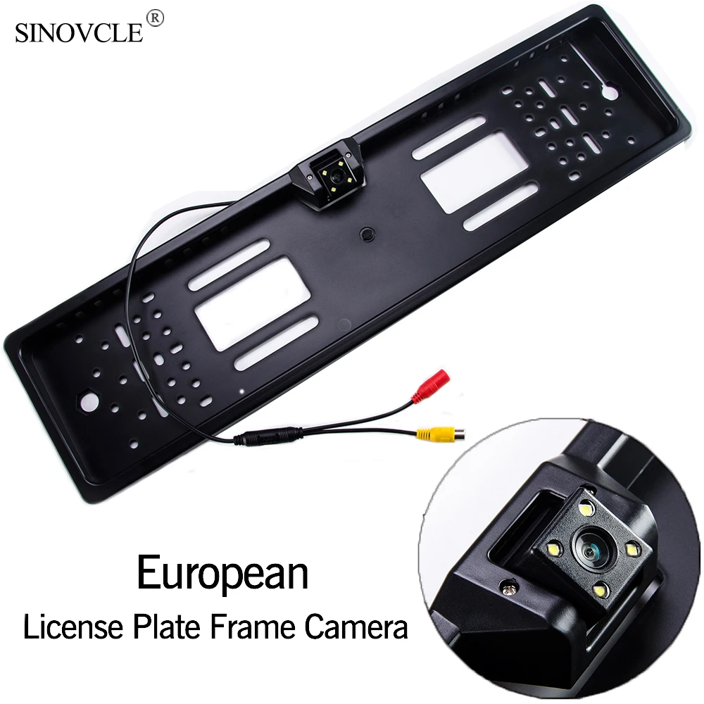 

SINOVCLE Car Rear View Camera EU European License Plate Frame Waterproof Night Vision Reverse Backup Camera 4 Or 8 LED light