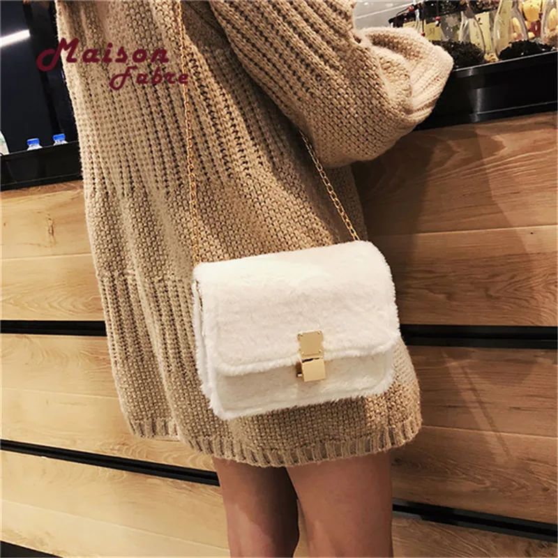 

Luxury Messenger Bags Women Chains Women Bags Designer Plush Fashion Shoulder Bag Women Crossbody Bags Woman Winter