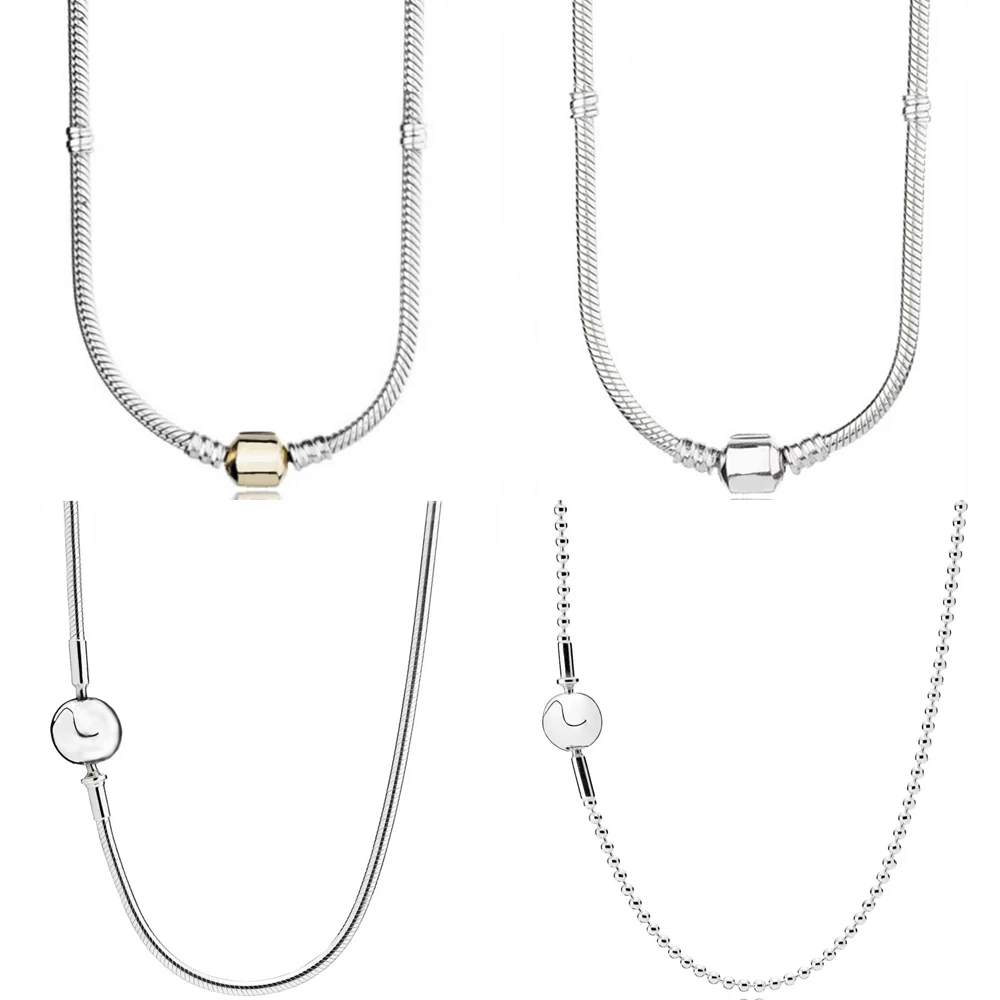 

New Top Quality 925 Sterling Silver Snake Chain Of Love Romantic Necklace & Pendant For Women Genuine Silver Jewelry Gift