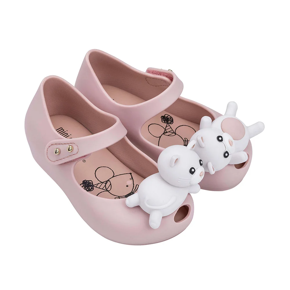 Mini Melissa Ultragirl Mini/Новинка года; летняя прозрачная обувь для мальчиков и девочек; нескользящие прозрачные сандалии с медведем для девочек; Детские пляжные сандалии для малышей - Цвет: Pink