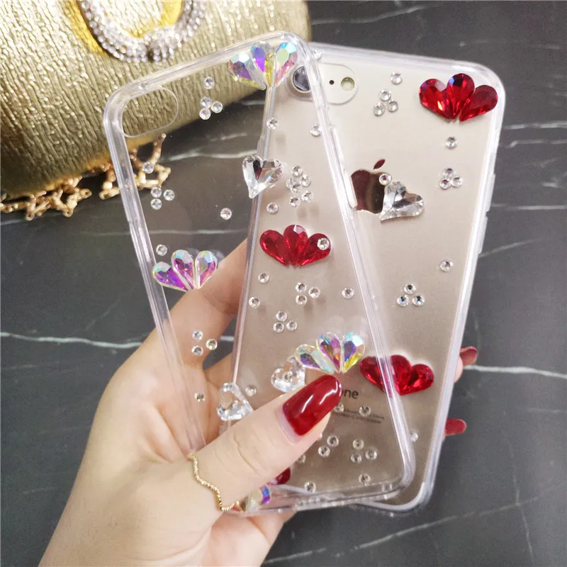 

XINGDUO hot sale Rhinestone Case for Samsung Note 8 9 Glitter Jewelled Transparent soft back shell for S9 S8 S10 Plus Lite S6 S7