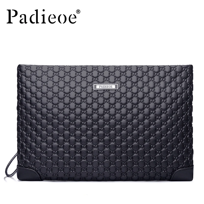 

Padieoe Hot Sale Genuine Leather Clutch Bag for Men Fashion Brand Real Cowhide Top Quality Bags Wristlet Handcraft Male Purse