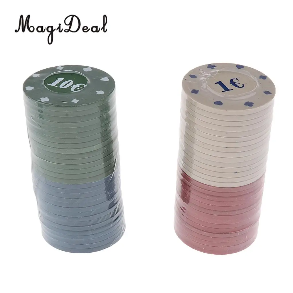 Professional Durable 100 Pieces Poker Chips for Poker Game Blackjack Roulette 4 Denomination, 1.57inch Tournaments Prop