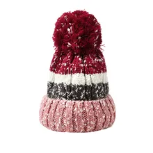 Зимние Для женщин Кепки зимние вязаный крючком вязаная шапка дамы шапочка Кепки s с помпонами теплая череп Кепки