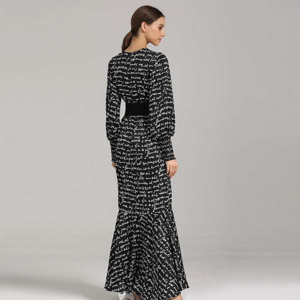 

2019 Women Plus Size Print Abaya Jilbab Muslim Women Muslim LongSleeve Printing Arab Dress Islam Jilbab DressY58