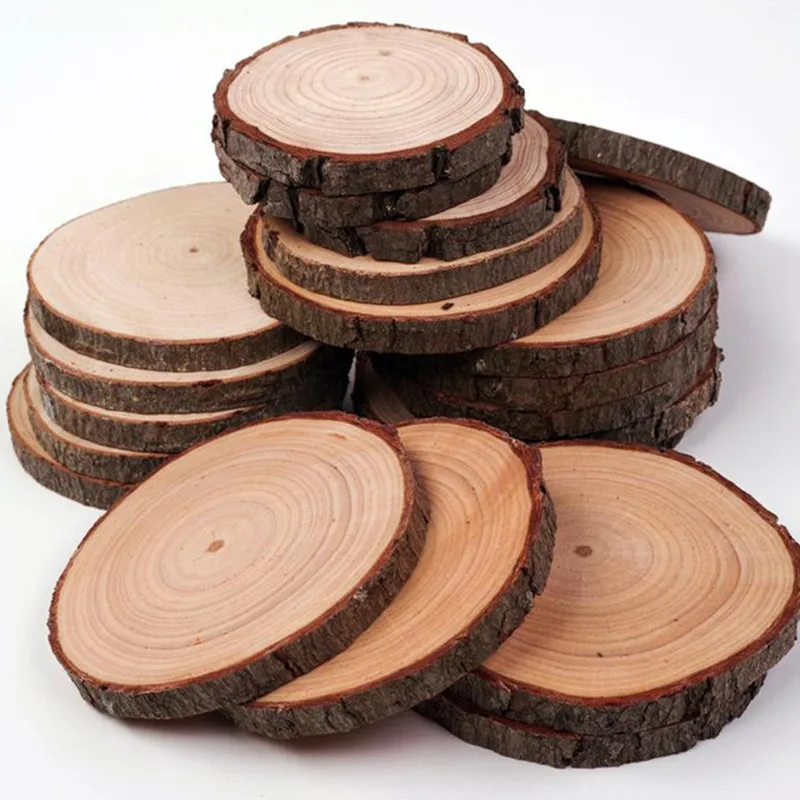 

10-12cm Wooden Slices, 20pcs 4-5Inches Nature Wooden Chips Log Sheet Rustic Wedding Centerpieces Country Wedding Decoration