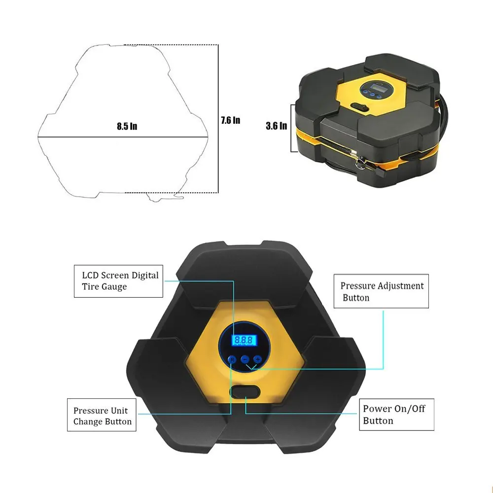 Carzkoolmulti-цель 12 V 150PSI для транспортных средств шаровой надувной насос автоматически и быстро надутый компьютерный стол и носить с собой