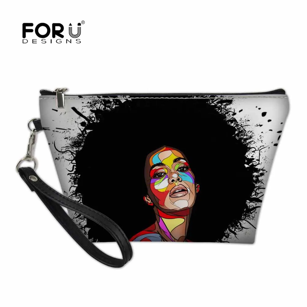 

FORUDESIGNS Afro Lady Girls Cosmetic Bag Women Travel Organizer Necesser Beauty Makeup Pouch Toiletry Kits Wash Bags 3D Printing