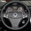 Cubierta de cuero brillante para volante de Ssangyong Korando, protector de cuero negro de punto, para modelos 2011 a 2014 ► Foto 1/4