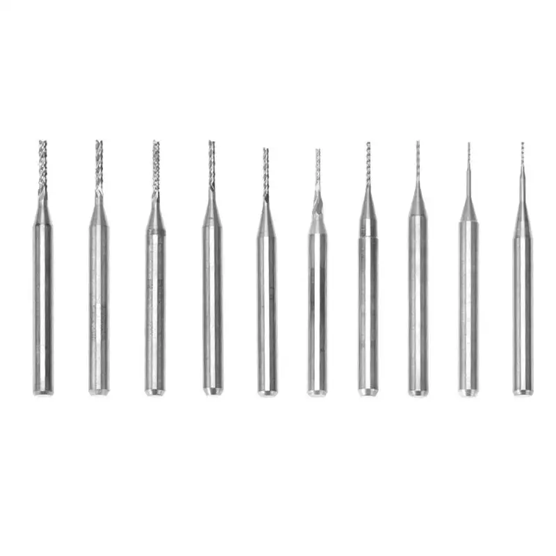 

10PCS Carbide Milling Cutter End Mill CNC Rotary Corn Milling Cutter 0.5-1.4mm PCB Engraving Cutter Coat Carbide Tools Bits
