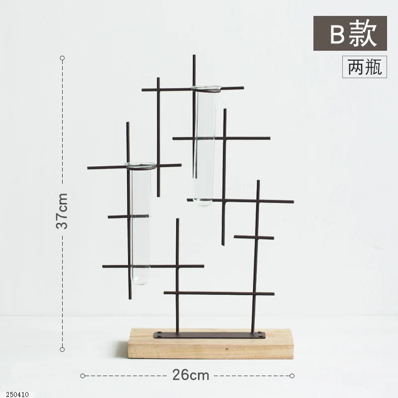 Креативный стиль железная пробирка ваза для цветов, ваза стеклянная бутылка для дома гостиная художественные украшения floreros de decoracion - Цвет: B