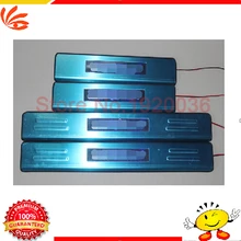 Free Shipping!Stainless steel LED Door Sill Scuff Plate Threshold Pad Tread Plate Welcome Pedals For Toyota Corolla 2014 4PCS