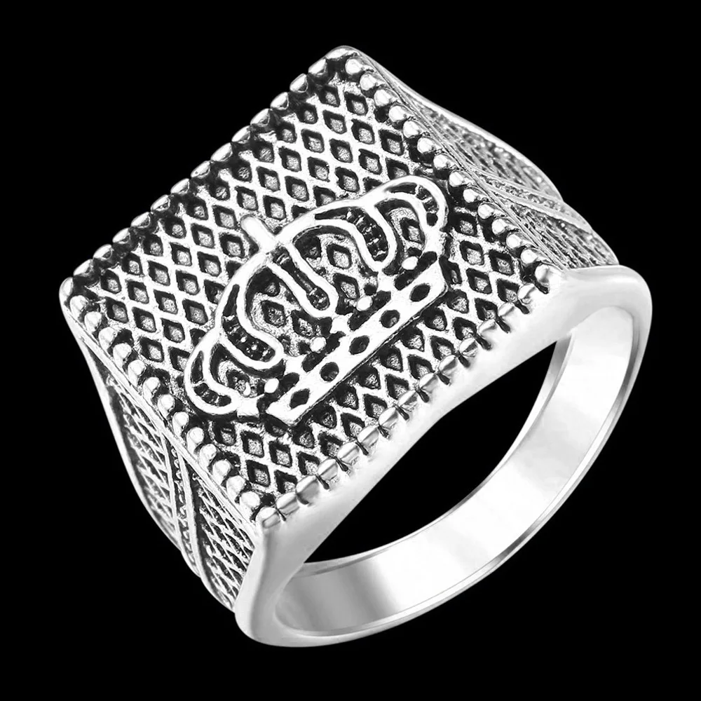 Винтажная Корона кольцо для мужчин серебряное золото цвет кольца для мужчин в стиле панк Модные украшения для пальцев