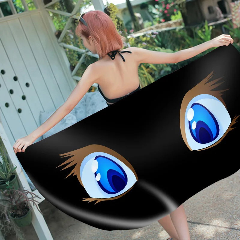 Rectangle 3D Number Printing Sandy Beach A Piece Of Cloth Exceed Fine Fiber Swimming Pool Seaside Cushion Bath Towel |