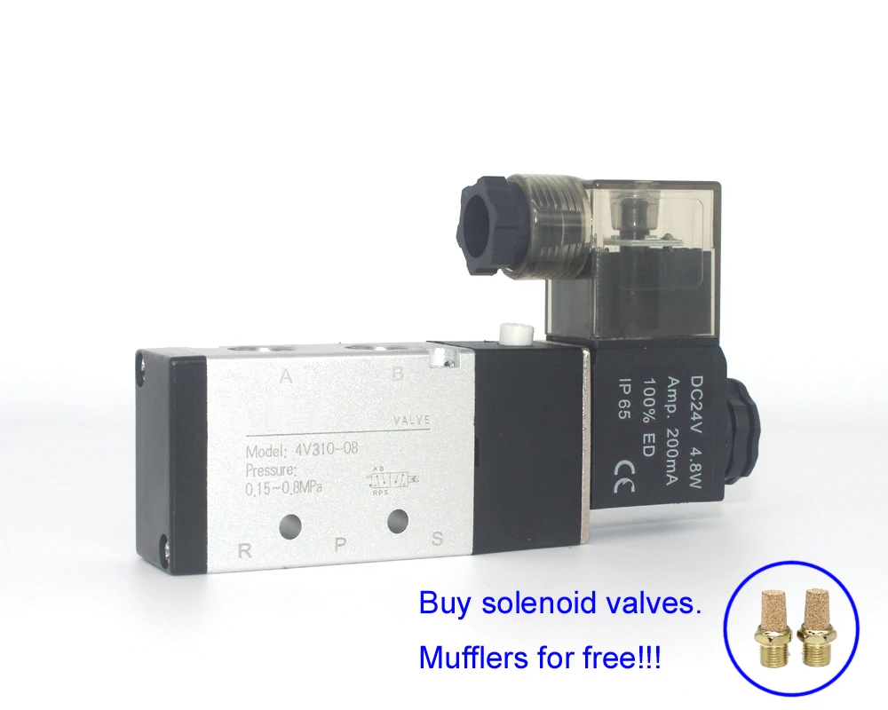 

4V310-10 Pneumatic Electromagnetic Solenoid Valve 5 Way 2&3 Position Control Air Gas Magnetic Valve 12V 24V 110V 220V Coil Volt